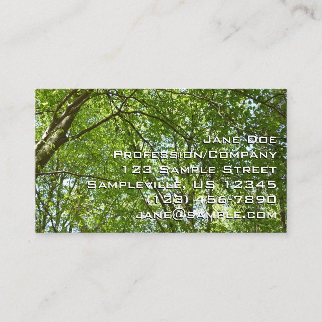 Tarjeta De Visita El dosel de la primavera deja la naturaleza verde (Anverso)