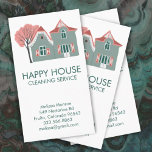 Tarjeta De Visita El encanto de los servicios domésticos de limpieza<br><div class="desc">Ilustrado con una casa dulce. Tarjeta de visita perfecta para servicios de limpieza de casas y otros negocios de mantenimiento de viviendas. La tarjeta es de un solo lado pero puedes cambiarla a una versión de doble cara. Cambie el texto, el tipo de letra y los colores de esta tarjeta...</div>