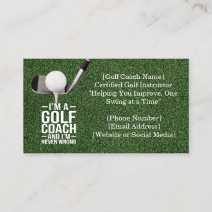 Tarjeta De Visita El entrenador de golf nunca se equivocó con citas