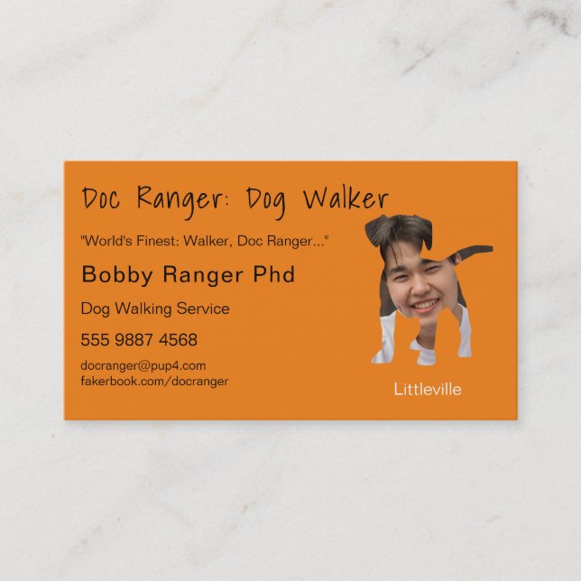 Tarjeta De Visita El entrenador de perros Caminante de la publicidad (Anverso)