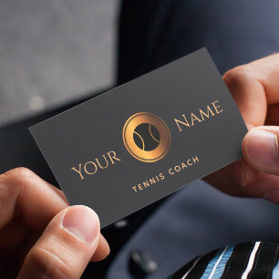 Tarjeta De Visita El entrenador de tenis Golden Luxury Elegant Nombr