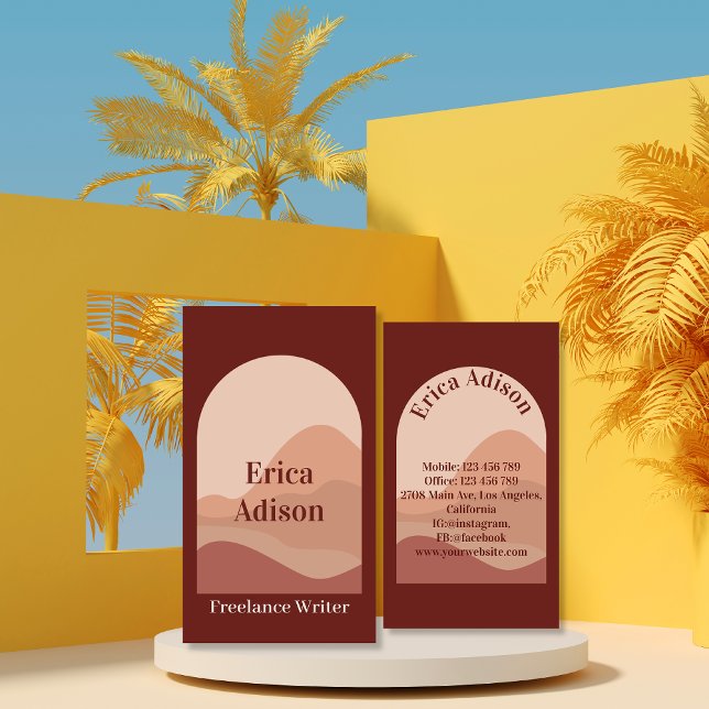 Tarjeta De Visita El escritor independiente Terracotta Resumen Boho (Subido por el creador)