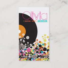 Tarjeta De Visita El estallido colorido del vinilo retro del vintage