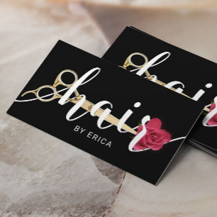 Tarjeta De Visita El estilista Scissor y florece el salón de la