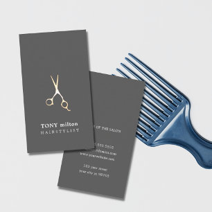 Tarjeta De Visita El falso metal gris elegante Scissors al