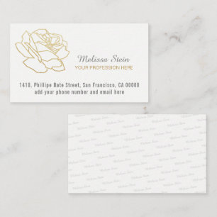 Tarjeta De Visita el falso oro resumido subió la flor, blanco