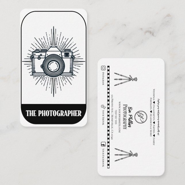 Tarjeta De Visita El fotógrafo Minimal Tarot Style Photography (Anverso / Reverso)