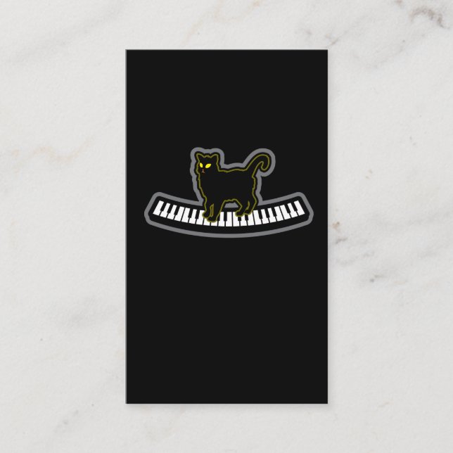 Tarjeta De Visita El gato negro en piano musical cierra al (Anverso)