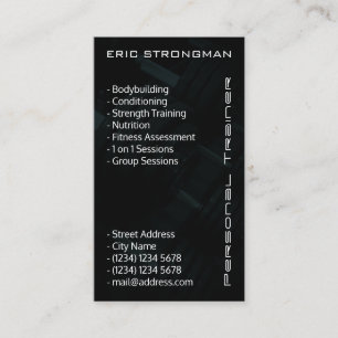 Tarjeta De Visita El gimnasio moderno detalla estilo oscuro