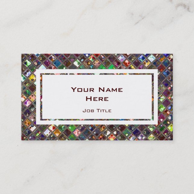 Tarjeta De Visita El Glitz teja rectángulo blanco multicolor (Anverso)