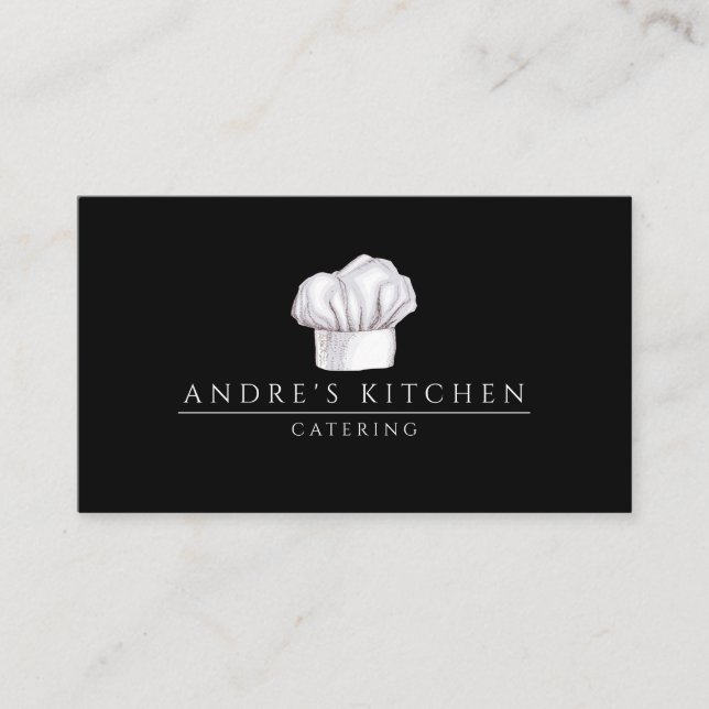 Tarjeta De Visita El Gorra negro del chef culinario acuarela (Anverso)