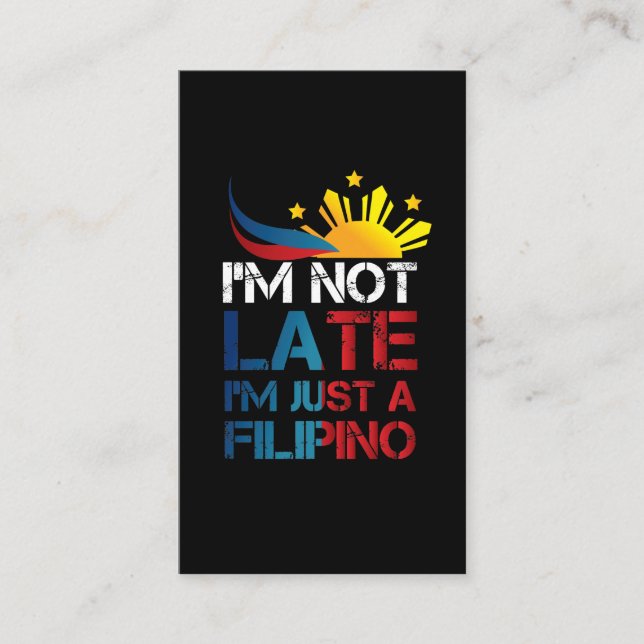Tarjeta De Visita El gracioso Chiste Pinoy Puntualidad Filipinas Fil (Anverso)