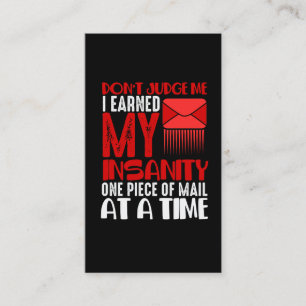 Tarjeta De Visita El gracioso Mailman Humor Insanity Mail dice: