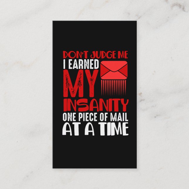 Tarjeta De Visita El gracioso Mailman Humor Insanity Mail dice: (Anverso)
