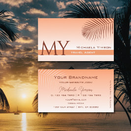 Tarjeta De Visita El gradiente de coral pastoral de hoja de palma mo