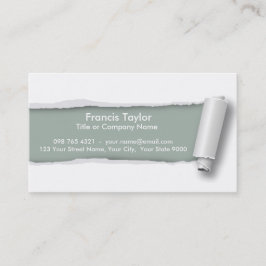 Tarjeta De Visita El gris simple, original rasgó el diseño de papel…