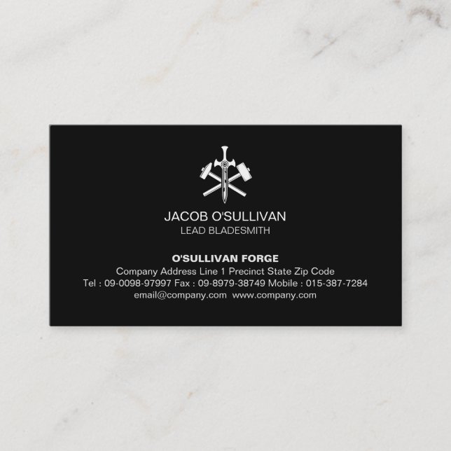 Tarjeta De Visita El herrero Iron Works Metalizado (Anverso)