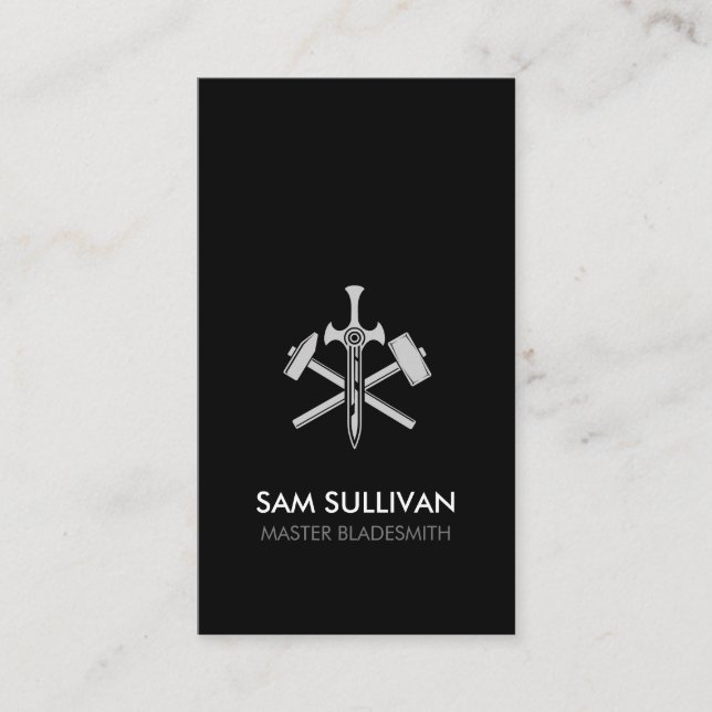 Tarjeta De Visita El herrero Iron Works Metalizado (Anverso)