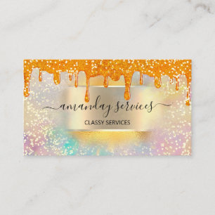 Tarjeta De Visita El Holograma desliza las uñas doradas