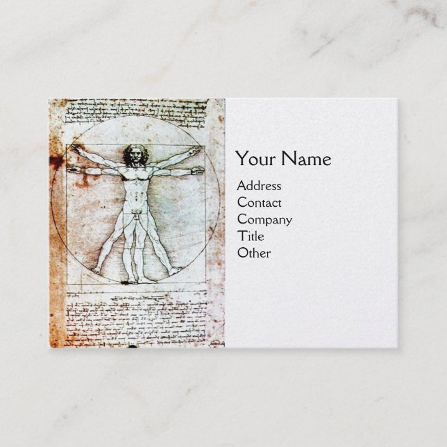 Tarjeta De Visita EL HOMBRE VITRUVIANO, Libro de la Perla Blanca (Anverso)