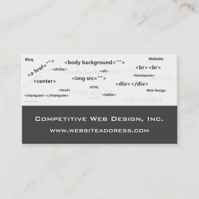 Tarjeta de visita:: El HTML cifra diseño web (Anverso)