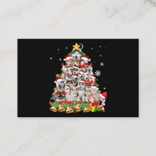 Tarjeta De Visita El Husky Siberiano Árbol De Navidad Enciende A Un