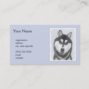 Tarjeta De Visita El Husky Siberiano (blanco y negro) pinta arte de 