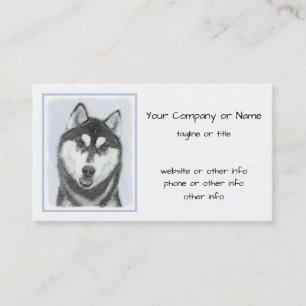 Tarjeta De Visita El Husky Siberiano (blanco y negro) pinta arte de 