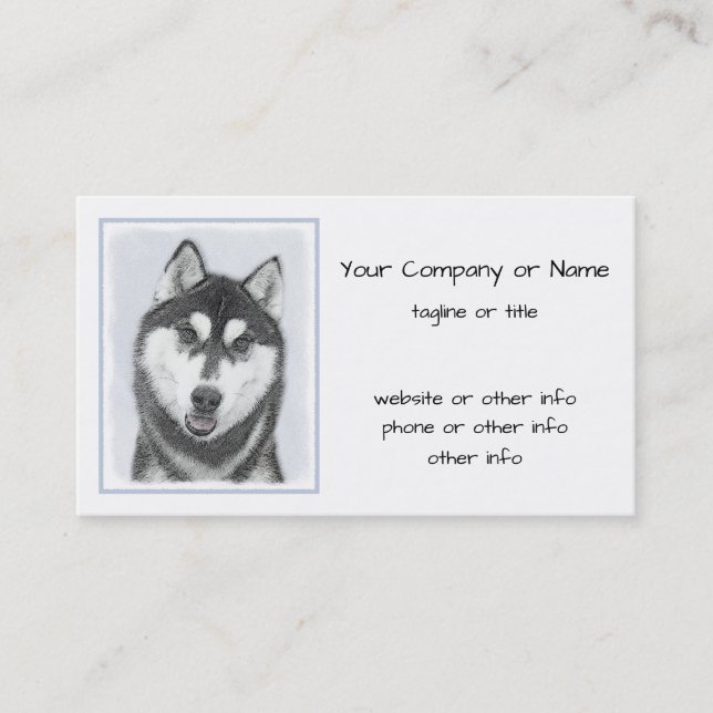Tarjeta De Visita El Husky Siberiano (blanco y negro) pinta arte de  (Anverso)