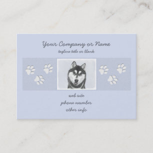 Tarjeta De Visita El Husky Siberiano (blanco y negro) pinta arte de