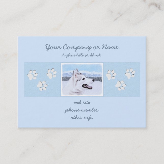 Tarjeta De Visita El Husky Siberiano (Plata y Blanco) Pintura de art (Anverso)