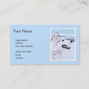 Tarjeta De Visita El Husky Siberiano (Plata y Blanco) Pintura de art