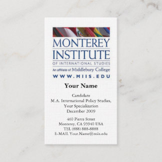 Tarjeta De Visita El instituto de Monterey del International estudia