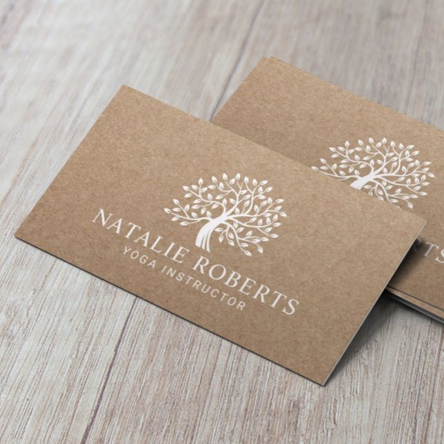 Tarjeta De Visita El instructor de yoga Logotipo de árbol vintage Kr (Subido por el creador)