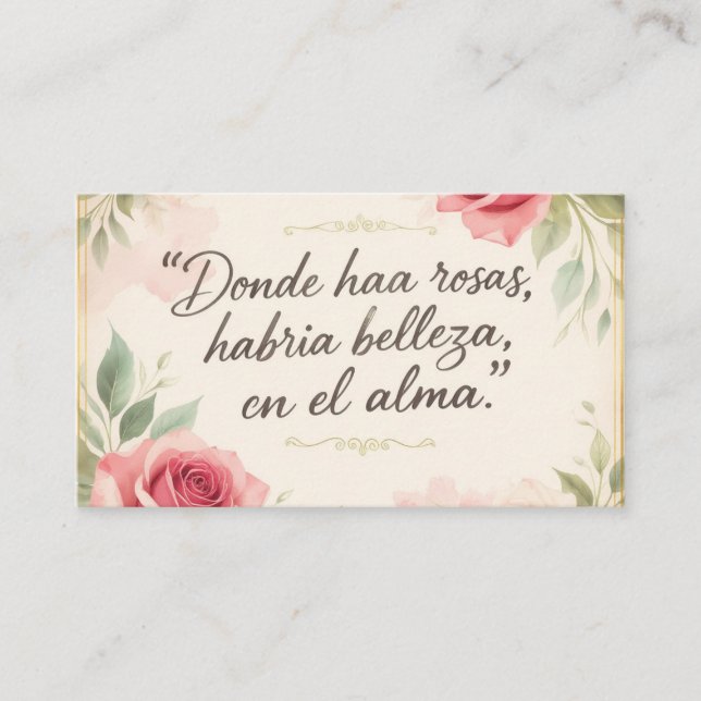 Tarjeta De Visita El jardín del alma enamorada   (Anverso)