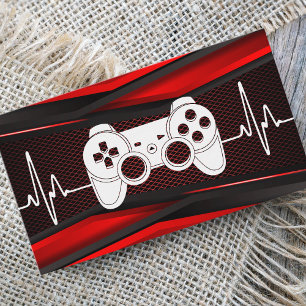 Tarjeta De Visita El Joypad Rojo de moda Heartbeat Gamde Tester Game