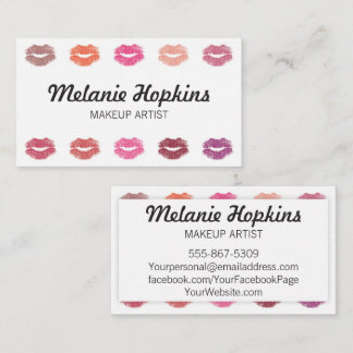 Tarjeta De Visita El lápiz labial del artista de maquillaje besa la