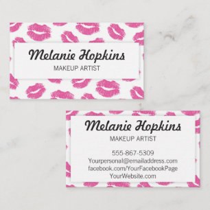 Tarjeta De Visita El lápiz labial del rosa del artista de maquillaj