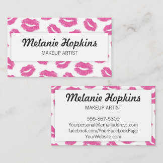 Tarjeta De Visita El lápiz labial del rosa del artista de maquillaje