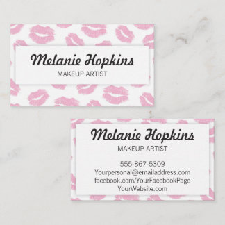 Tarjeta De Visita El lápiz labial del rosa del artista de maquillaje