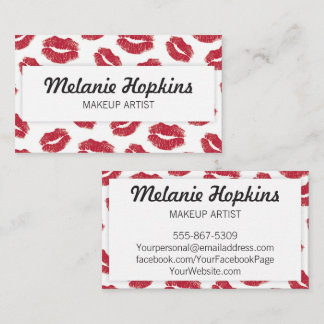 Tarjeta De Visita El lápiz labial rojo del artista de maquillaje
