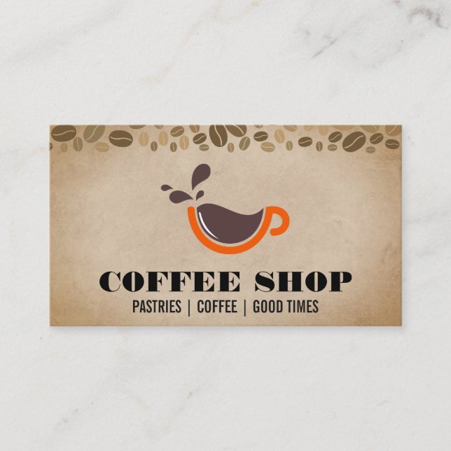 Tarjeta De Visita El logo de la Copa Splash de café (Anverso)