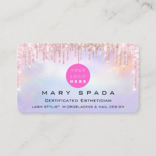 Tarjeta De Visita El logotipo de maquillaje luce un goteo holográfi