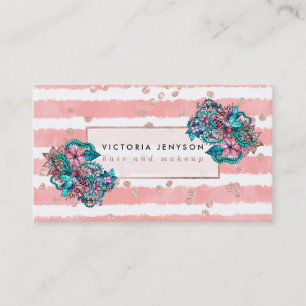 Tarjeta De Visita El maquillaje del pelo subió rayas rosadas