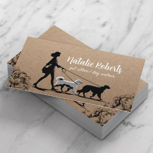 Tarjeta De Visita El Mascota de Dog Walker, Chica de sitio y perros 