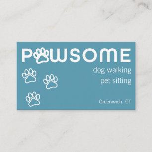 Tarjeta De Visita El Mascota moderno de Dog Walker Sitter Pawsome Bl
