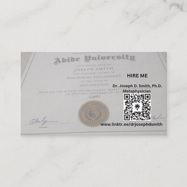 Tarjeta De Visita El metafísico dudista (Anverso)