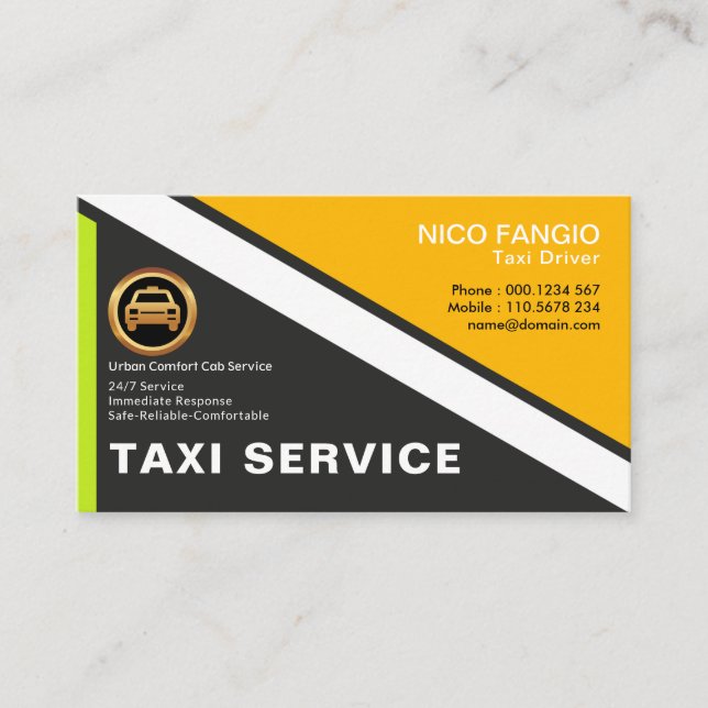 Tarjeta De Visita El moderno y sencillo taxi profesional (Anverso)