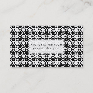 Tarjeta De Visita El monocromo lindo florece el modelo geométrico