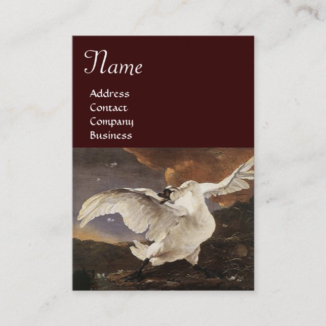 Tarjeta De Visita El Monograma de Cisne Amenazado, Papel de Perla Ma (Anverso)